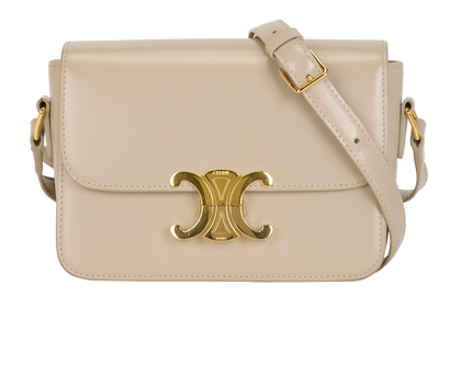 Teen Triomphe Shoulder Bag, &pound;1,900, Handbags, Beige, Leather, Front view